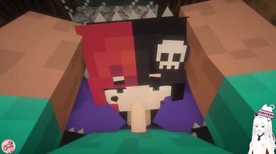 Minecraft blows my huge cock deepthroats me and swallows all my cum