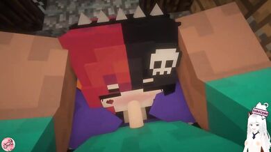 Minecraft blows my huge cock deepthroats me and swallows all my cum