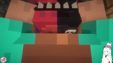 Minecraft blows my huge cock deepthroats me and swallows all my cum