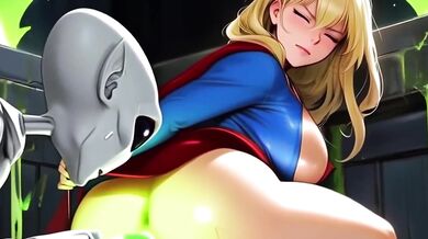 Supergirl Gets Anally Probed By Alien Cock Dildo During BDSM Bondage