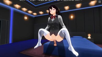Girlfriend destroyed in hentai while held tight in 3D