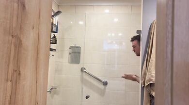 Behind the scenes with cute latina Allison Sweet getting naked interview shower and big dick