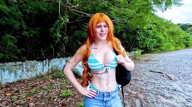 Chloe Wildd one piece cosplay gets destroyed with a big dick deep throat creampie