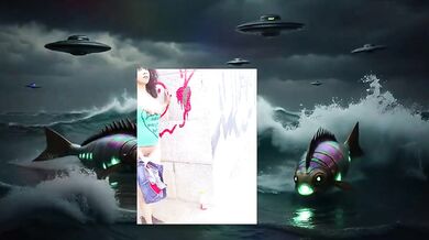 Sci fi planet parody she got caught taking it in the ocean outside