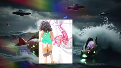 Sci fi planet parody she got caught taking it in the ocean outside