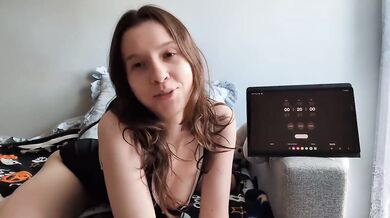 Magic wand makes this petite 18-year-old cum until her pussy drips empty