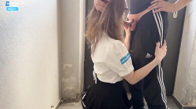 Public stairwell fuck ruined her schoolgirl blowjob ruin was inevitable