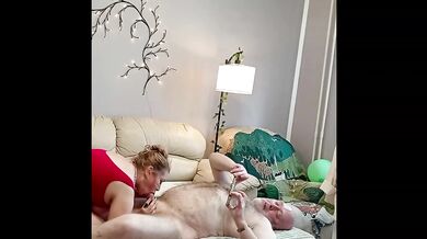 Old furry monster with two cocks deep throat in gorgeous mature lady