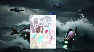 Sci fi planet parody ebony babe gushing in public