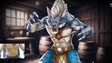 Blonde milf gets destroyed by a rough werewolf furry creampie