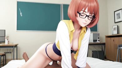 Bookshelf babe gets destroyed in hard doggy creampie