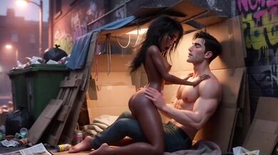 Mature woman gets intimate shelter in dark alley with generous stranger