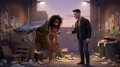 Mature woman gets intimate shelter in dark alley with generous stranger