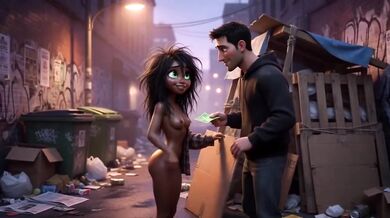 Mature woman gets intimate shelter in dark alley with generous stranger