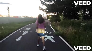 Ebony Exhibitionist Wife Gets Destroyed Pissing Public While Bike Path POV