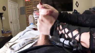 Emo Roommate Gives a Sloppy Handjob and Chokes on Cumshot