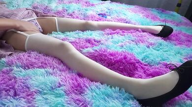 Skinny stepsister panties fingered until she gets rich cosplay orgasm