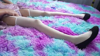 Skinny stepsister panties fingered until she gets rich cosplay orgasm