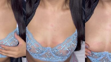 Playing with natural tits nipple game solo babe