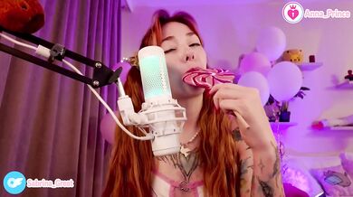 Ginger tease stripped ASMR with candy slurping