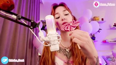 Ginger tease stripped ASMR with candy slurping