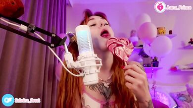 Ginger tease stripped ASMR with candy slurping