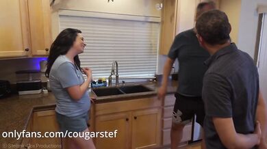 Hotwife MILF ruined by plumbers in messy threesome gangbang