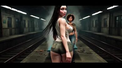 Curvy women lose control in steamy metro bathhouse orgy