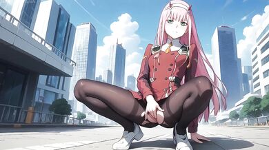 Zero Two Anime Girl Destroyed on Rooftop Hot Hentai