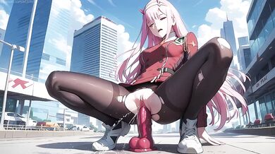 Zero Two Anime Girl Destroyed on Rooftop Hot Hentai