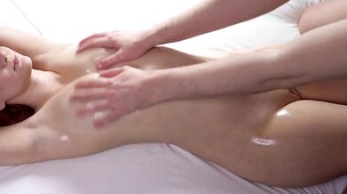 Sensual oil massage ruined by intense squirting and messy creampie missionary