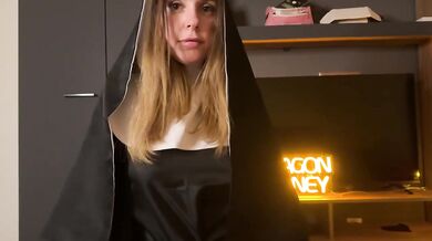 Nun defiled hot blonde sucks daddy’s thick cock with dirty talk missionary deep throat