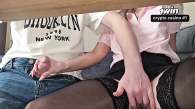 Big dick college girl fucked raw under desk in class cum explosion