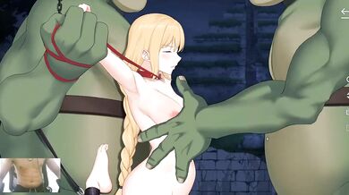 Cute Blonde Elf Queen Gets Two Huge Dicks Crammed Rough Gangbang Creampie