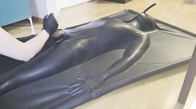 Vacuum Bed Slaver Milks His Cock Raw Machine