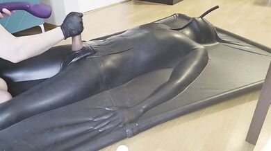 Vacuum Bed Slaver Milks His Cock Raw Machine