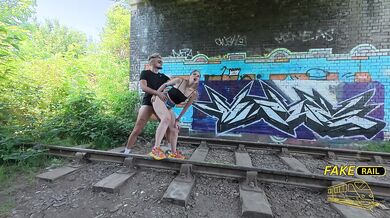 British cumslut destroyed by big dick POV on abandoned train track