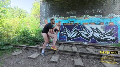 British cumslut destroyed by big dick POV on abandoned train track