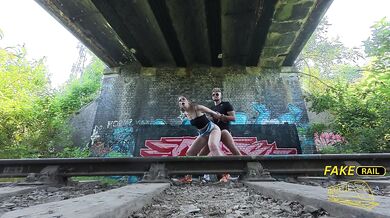British cumslut destroyed by big dick POV on abandoned train track