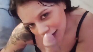 Kristina Goth destroyed deepthroat blowjob with cum on face and throat fucked
