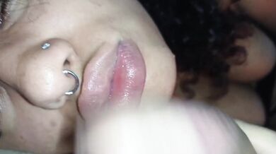 Latina destroys face with sloppy spit gagging rough blowjob