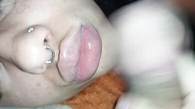 Latina destroys face with sloppy spit gagging rough blowjob