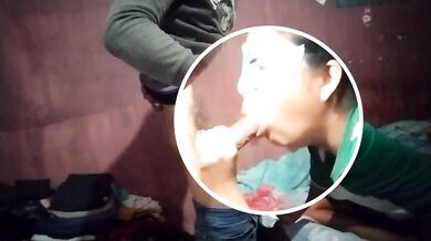 Friend gives me a good at home sloppy deepthroat cum on big ass
