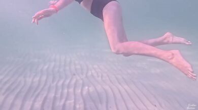 Amateur perfect body girl long legs sexy underwater swimming ASMR POV