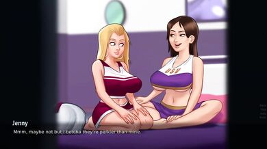 Roommate got caught masturbating with a big dick and big tits in summer hentai