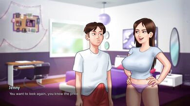 Roommate got caught masturbating with a big dick and big tits in summer hentai