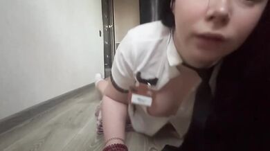 Naughty student gets destroyed by hard cock then straddles it like a slut