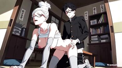 Okarun brutally fucks Seiko Ayase in the ass raw hentai anal