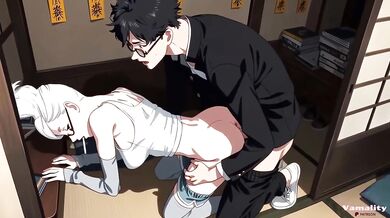 Okarun brutally fucks Seiko Ayase in the ass raw hentai anal