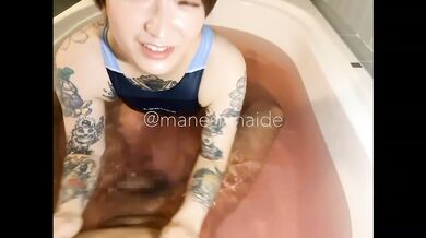 Tight swimsuit femdom ruins her toy with relentless handjob cumshots